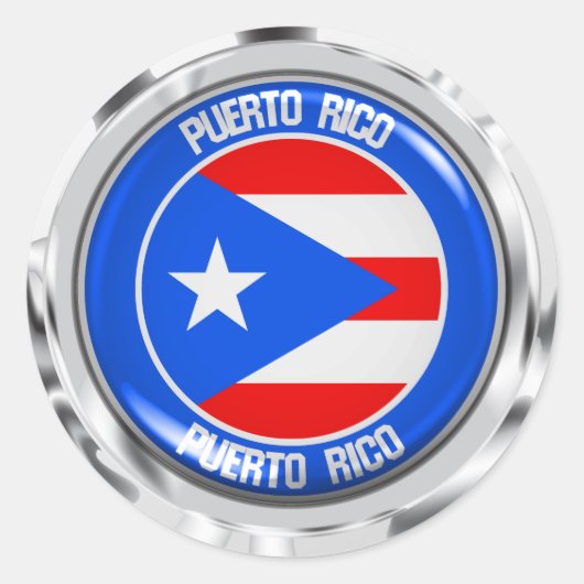 Puerto Rico Round Emblem Ronde Sticker (Voorkant)