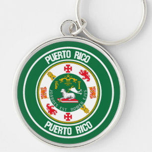 Puerto Rico Round Emblem Sleutelhanger
