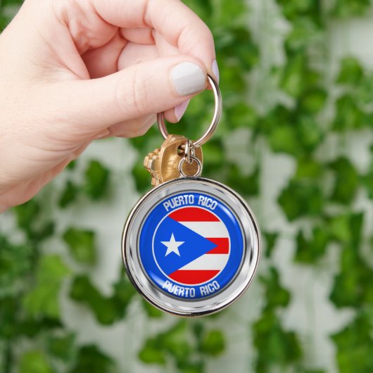 Puerto Rico Round Emblem Sleutelhanger (Hand)