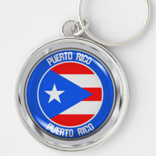 Puerto Rico Round Emblem Sleutelhanger