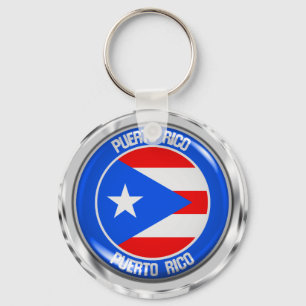 Puerto Rico Round Emblem Sleutelhanger