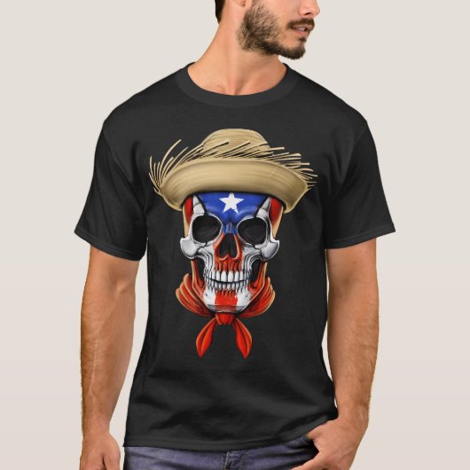 Puerto Rico Schedel T-shirt (Voorkant)