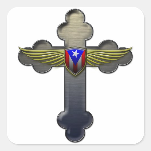Puerto Rico - Schild & Kruis Vierkante Sticker (Voorkant)
