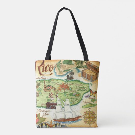 Puerto Rico schouder Canvas tas (Achterkant)