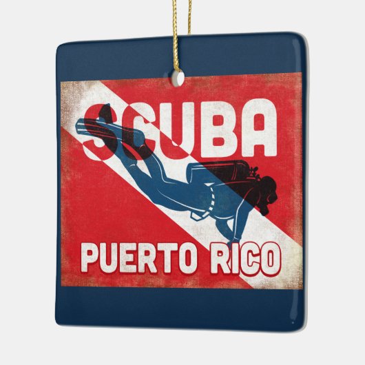 Puerto Rico Scuba Diver - Blue Retro Keramisch Ornament (Links)