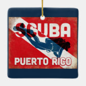Puerto Rico Scuba Diver - Blue Retro Keramisch Ornament (Achterkant)