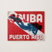 Puerto Rico Scuba Diver - Blue Retro Legpuzzel (Horizontaal)