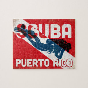 Puerto Rico Scuba Diver - Blue Retro Legpuzzel