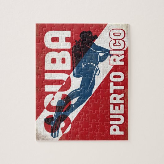 Puerto Rico Scuba Diver - Blue Retro Legpuzzel (Verticaal)