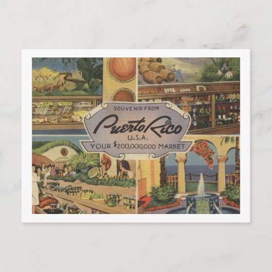 Puerto Rico Souvenir jaren 1950  geïnspireerd Briefkaart (Voorkant)