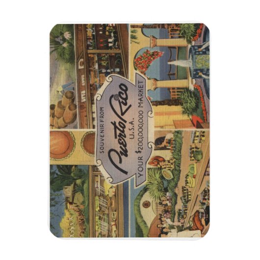 Puerto Rico Souvenir jaren 1950 geïnspireerd Magneet (Verticaal)