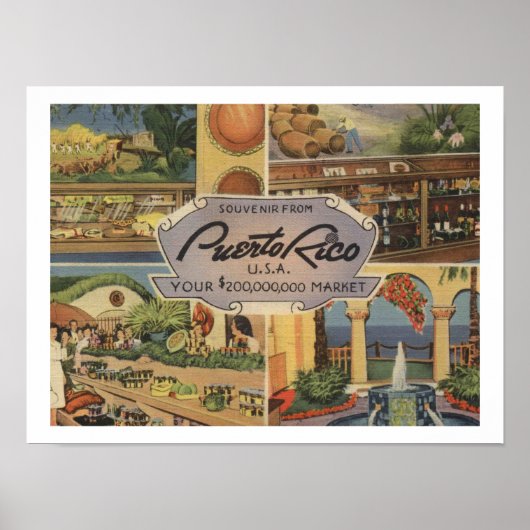Puerto Rico Souvenir jaren 1950  geïnspireerd Poster (Voorkant)