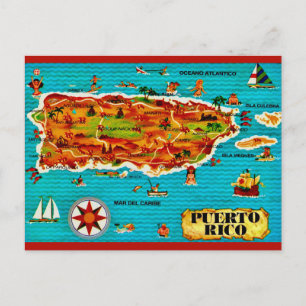 Puerto Rico Spaanse Kaart Ansichtkaart