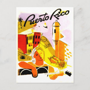 Puerto Rico, stad San Juan. gitaarspeler Briefkaart