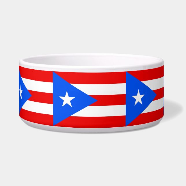 Puerto Rico State Vlag Huisdier Bowl Voerbakje (Voorkant)