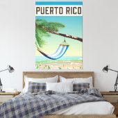 Puerto Rico strand reisposter. Canvas Afdruk (Insitu (Slaapkamer))