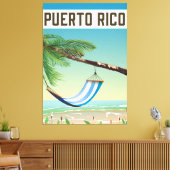 Puerto Rico strand reisposter. Canvas Afdruk (Insitu (Woonkamer))