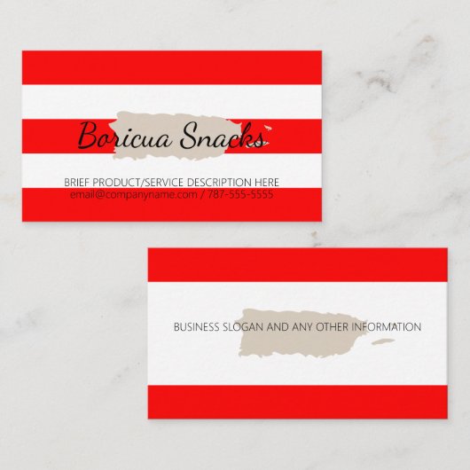 Puerto Rico Threadmap en Red Stripes Visitekaartje (Voorkant / Achterkant)