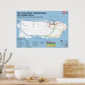Puerto Rico Tren Nacional Map / National Rail Map Poster (Keuken)