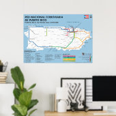 Puerto Rico Tren Nacional Map / National Rail Map Poster (Thuiskantoor)