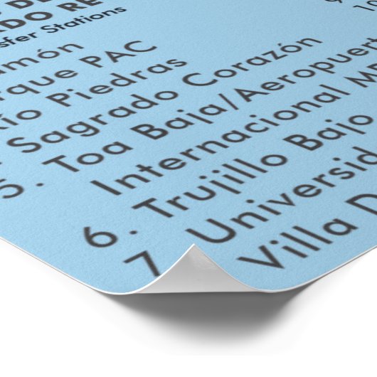 Puerto Rico Tren Nacional Map / National Rail Map Poster (Hoek)