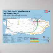 Puerto Rico Tren Nacional Map / National Rail Map Poster (Voorkant)