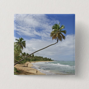 Puerto Rico. Tres Palmitas-strand Puerto Rico Vierkante Button 5,1 Cm