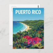 Puerto Rico Tropical Beach Retro Briefkaart (Voorkant / Achterkant)