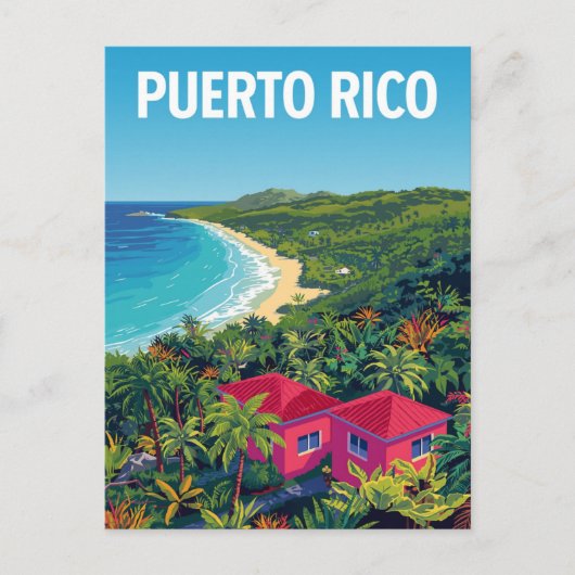 Puerto Rico Tropical Beach Retro Briefkaart (Voorkant)