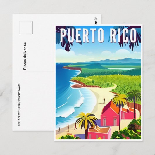  Puerto Rico Tropisch strandeiland Briefkaart (Voorkant / Achterkant)