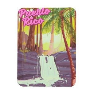 Puerto Rico Tropische Palm reisposter Magneet