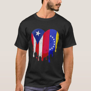Puerto Rico Venezuela Flag Heart Groot Patriot Cou T-shirt