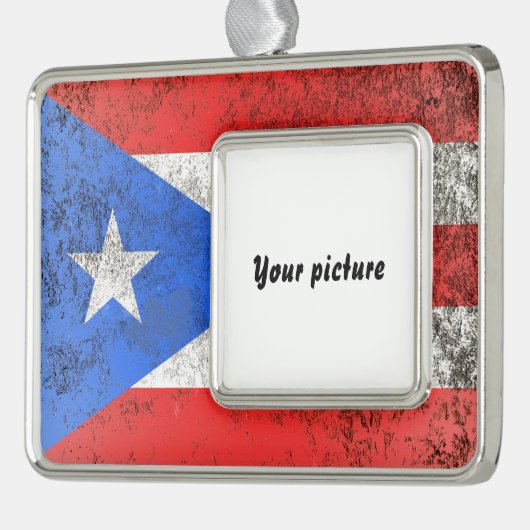 Puerto Rico Verzilverd Omlijst Ornament (Links)