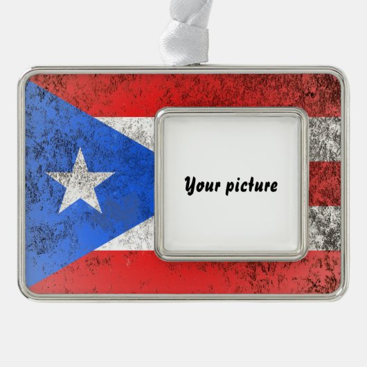 Puerto Rico Verzilverd Omlijst Ornament (Voorkant)