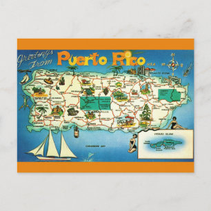 Puerto Rico Vieques Eilanden Kaart Ansichtkaart