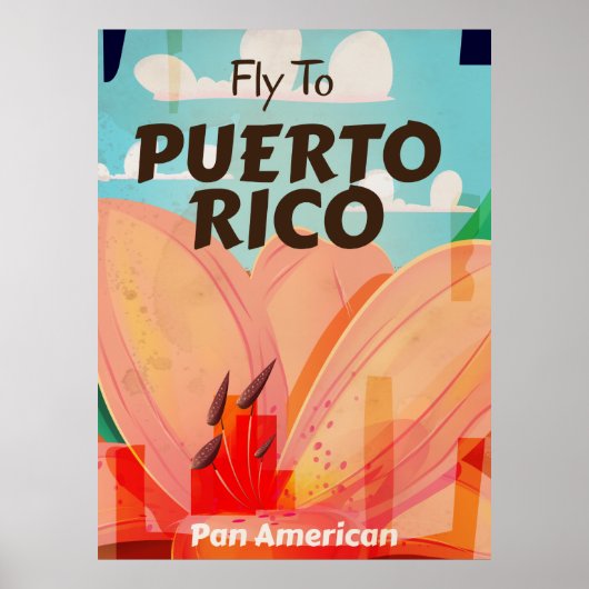 Puerto Rico Vintage Bloem Reisposter Poster (Voorkant)