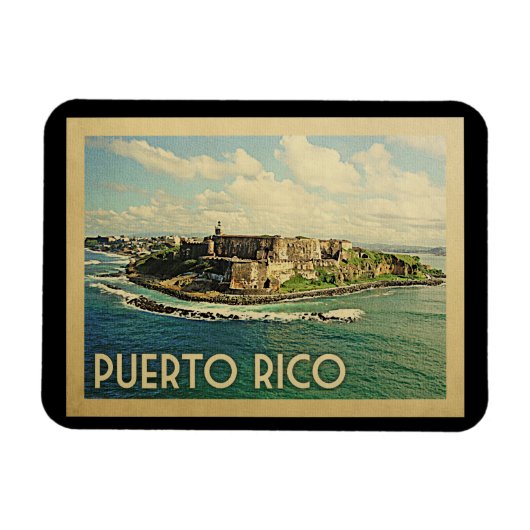 Puerto Rico Vintage Travel Magneet (Horizontaal)