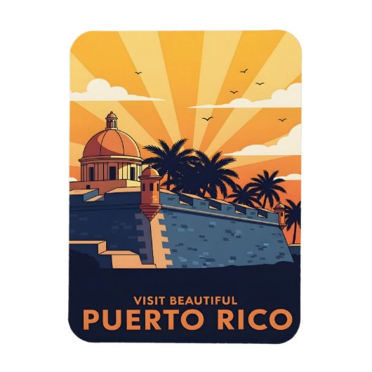 Puerto Rico Vintage travel Magneet (Verticaal)