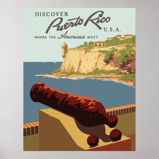 Puerto-Rico Vintage Travel Poster (Voorkant)