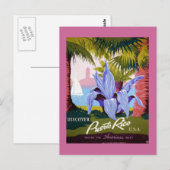 Puerto Rico Vintage Travel Poster Briefkaart (Voorkant / Achterkant)