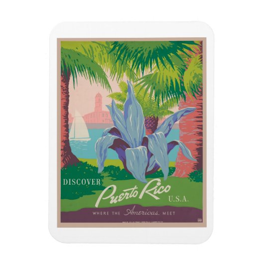 Puerto Rico Vintage Travel Poster Magneet (Verticaal)
