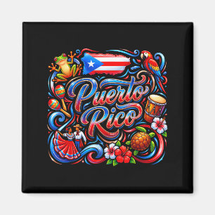 Puerto Rico vlag bloemrijke kikker Boricua hispani Magneet