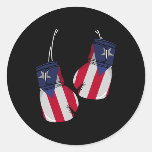 Puerto Rico Vlag Bokshandschoenen Boxer Boricua Pa Ronde Sticker