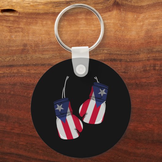 Puerto Rico Vlag Bokshandschoenen Boxer Boricua Pa Sleutelhanger (Voorkant)