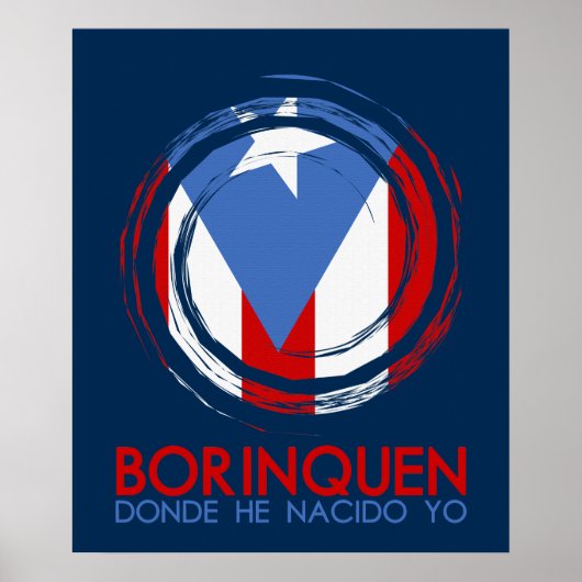 Puerto Rico Vlag Borinquen Poster (Voorkant)