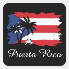  Puerto Rico vlag Coqui Boricua Vierkante Sticker