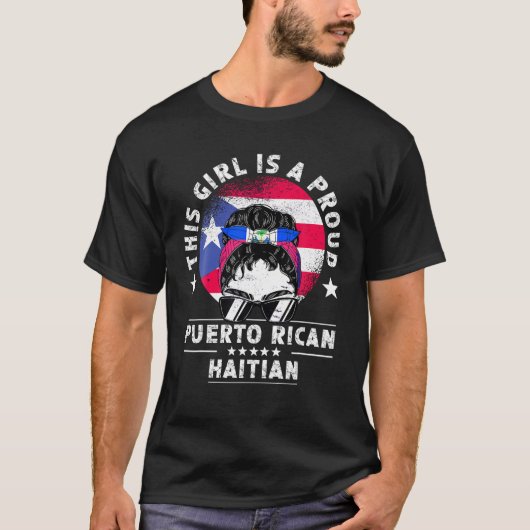 Puerto Rico Vlag Haïti Grown Vrouwen Meisje Pride  T-shirt (Voorkant)