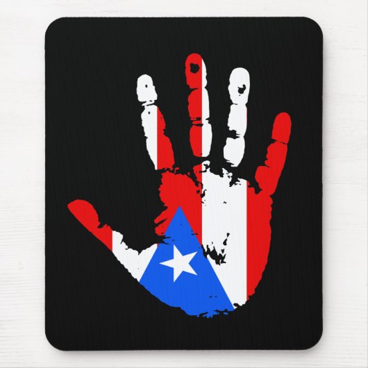 Puerto Rico Vlag Handafdruk Muismat (Voorkant)