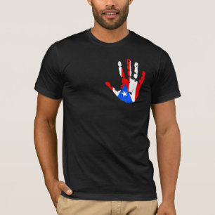 Puerto Rico Vlag Handafdruk T-shirt