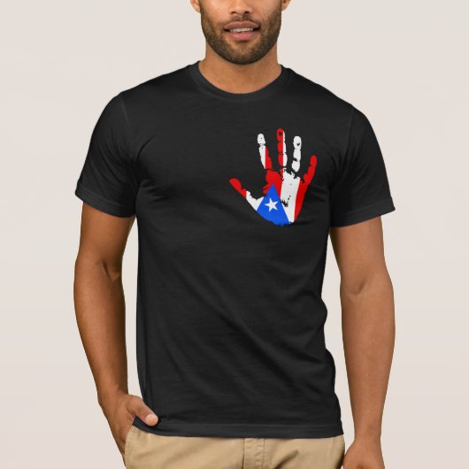 Puerto Rico Vlag Handafdruk T-shirt (Voorkant)